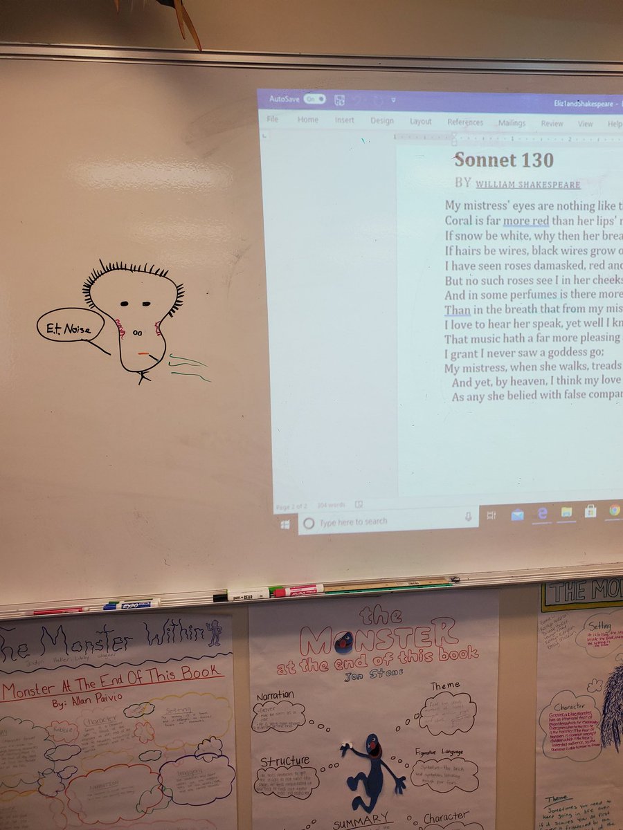 mrs_paulus's tweet photo. Student creations based on Sonnet 130. "And yet, by heaven, I think my love as rare as any she belied with false compare." #shakespeare https://t.co/2L9s46Ijy6