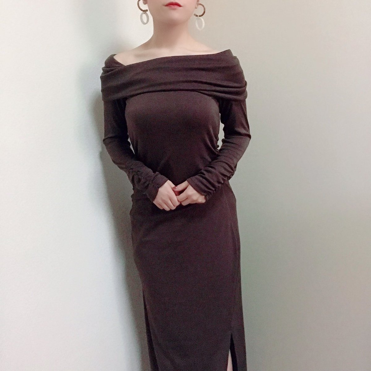 Off-the-shoulder Jersey Dress herlipto - ロングワンピース/マキシ ...