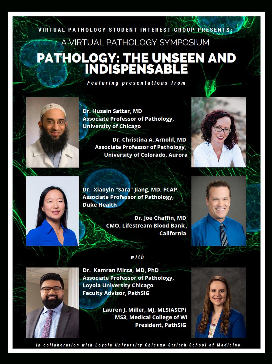 T-minus one week until the Virtual Pathology Symposium! Join us October 24th from 9am-12pm Central. We can't wait to feature our speakers' expertise in #Pathology! Program will be released soon. Register here: luc.zoom.us/webinar/regist… 
#PathTwitter #MedStudentTwitter #MedTwitter