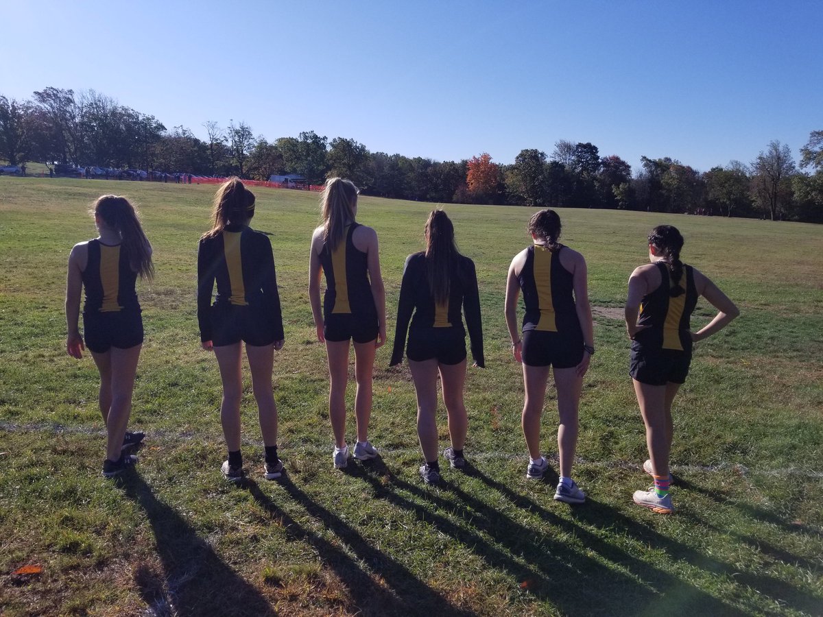 Varsity and JV girls on the starting line, getting ready to run.  Varsity took 2nd place and JV took first place overall today at the Brett Taylor Invitational.  So proud of you ladies!  #NoeXCuses <a href="/WMAthleticDept/">WMAthletics</a>