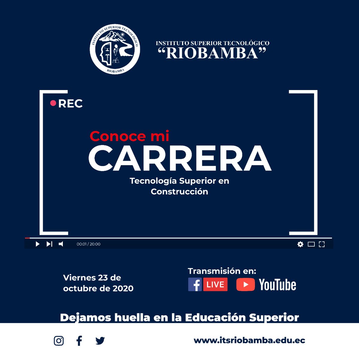 ISTRiobamba's tweet photo. 👨‍💻   #Conoce_Mi_Carrera  👨‍💻
👁Es un espacio virtual, en donde se proporcionará información y se resolverá inquietudes sobre la oferta académica (coordinadores de carrera). Lunes, miércoles y viernes👉 16:00 https://t.co/CYtk55SnMO