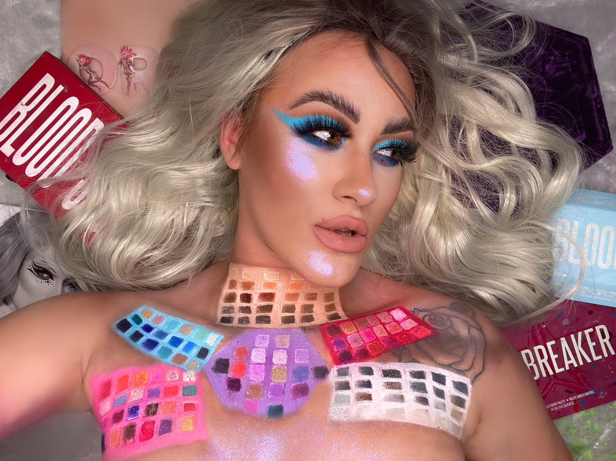 So I painted every single @JeffreeStar palette that I Own on my chest and I...