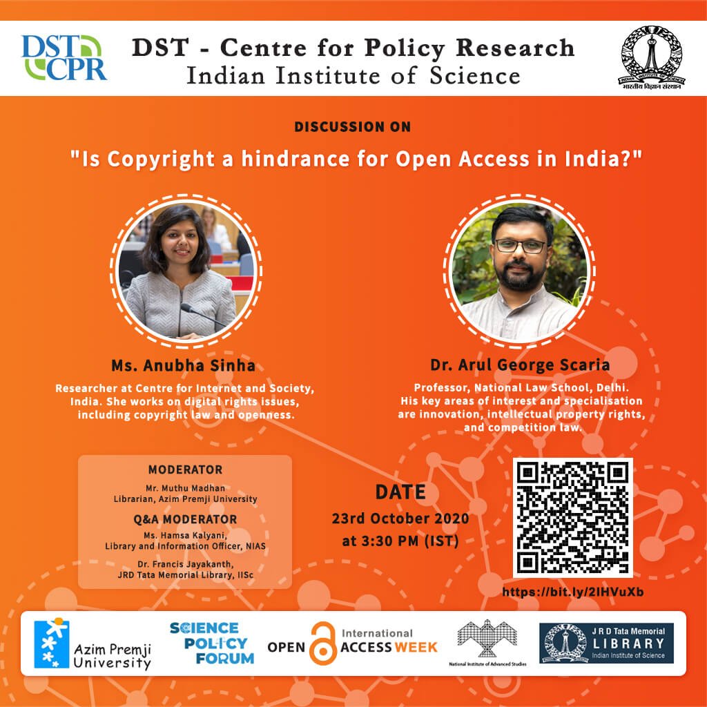 OAIndia's tweet image. .@DSTCPRIISc is organizing International #OpenAccessWeek2020 Seminar Series
dstcpriisc.org/2020/10/16/int…