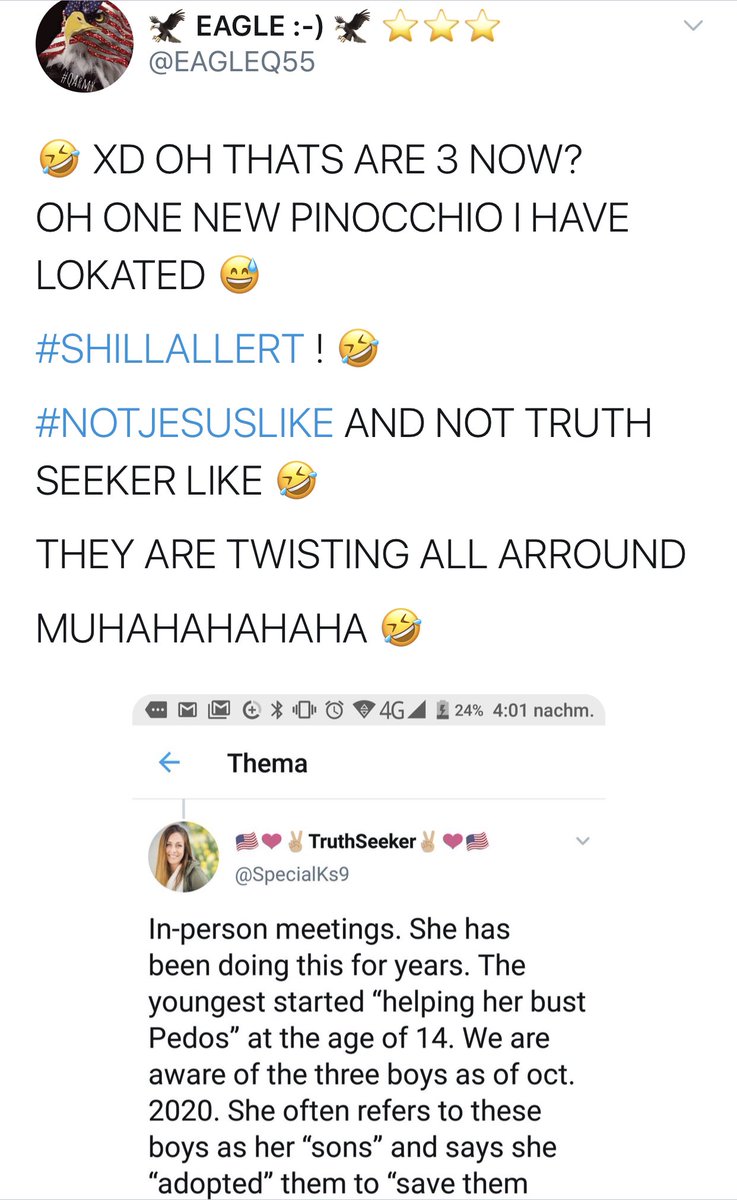 They show all their followers who I am but will not link to the thread… Why?… Too much truth for them to see… That’s why “mother” makes them block people like me immediately… They have a whole system and then there’s one person who does not block me that keeps an eye me...