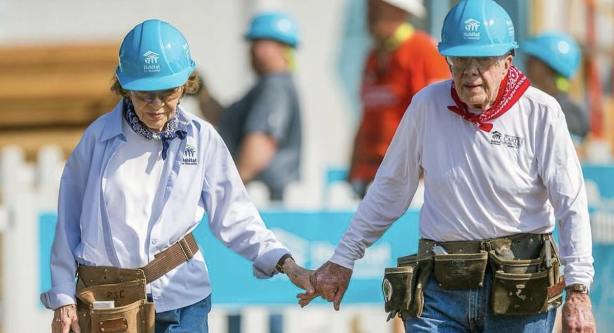 ExportedFromMI's tweet image. Here’s a pic of Jimmy and Rosalynn Carter doing more good for humanity in one day than Don and Melania have done in their entire lifetimes.