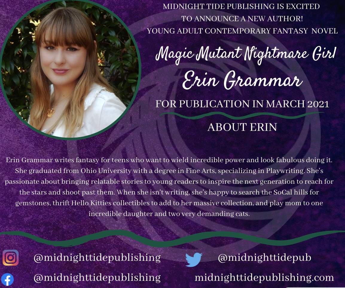 How it started --->👀 How it's going 😍

I'm psyched to announce my bi SAILOR MOON  x UMBRELLA ACADEMY YA contemporary fantasy has a new name, home, and pub date 💗💜💙 Once a #roaring20sdebut, now MAGIC MUTANT NIGHTMARE GIRL is coming March 10, 2021 from @midnighttidepub!✨