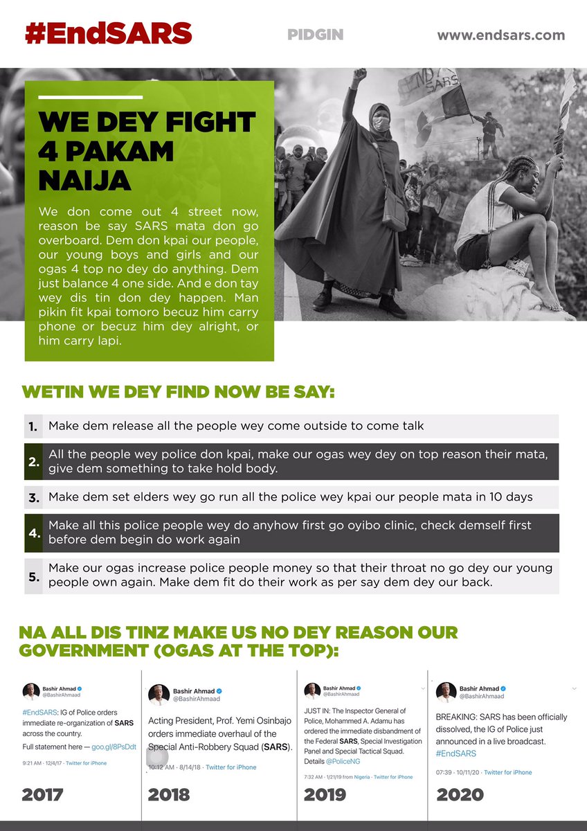 GeraldineIfyAnn's tweet photo. Make una see why we de protest for naija for pidgin #EndSARS #ENDBADGOVERNANCE #DefundNASS https://t.co/yne1dYKKCq https://t.co/ypmStJYCT1