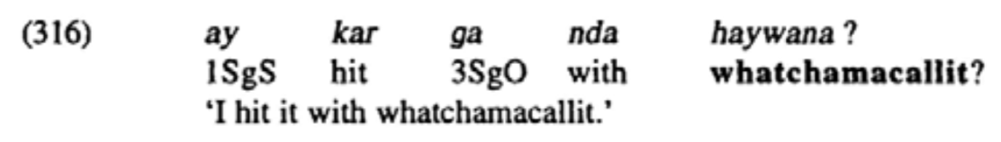 stipulative's tweet photo. As previously discussed, if your grammar does not provide an example for the whatchamacallit word, it is a bad grammar. (Heath 1999:185)

(Koyra Chiini (ISO khq), Songhay; Mali) #lingex #linguisticsexample #lingdata #linguisticsdata #africanlanguages #songhay #koyrachiini https://t.co/uBq4VT7s7t