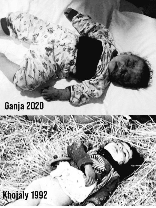 BlueeHomeland's tweet photo. Maybe you see this photo for the first time, but Azerbaijanis have been living with the same photo for 30 years. Armenia murdering babies in Hocalı 30 years ago continues to do the same. If there are humans who can see this view and keep silent, then keep! We won't be quiet! https://t.co/xKgFhwwywN