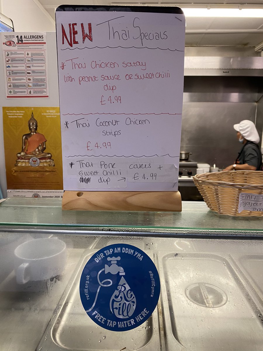 RefillBridgend's tweet photo. 💧 Popped into Taste of Thailand at #Bridgend Indoor market today for my free #refill &amp; logged it on the app. One refill, saves one bottle = 53g carbon so it really adds up! Don’t be shy, go and get your refill when you’re in Bridgend. #supportlocal #refillrevolution @RefillWales https://t.co/3T7w5pZRgz