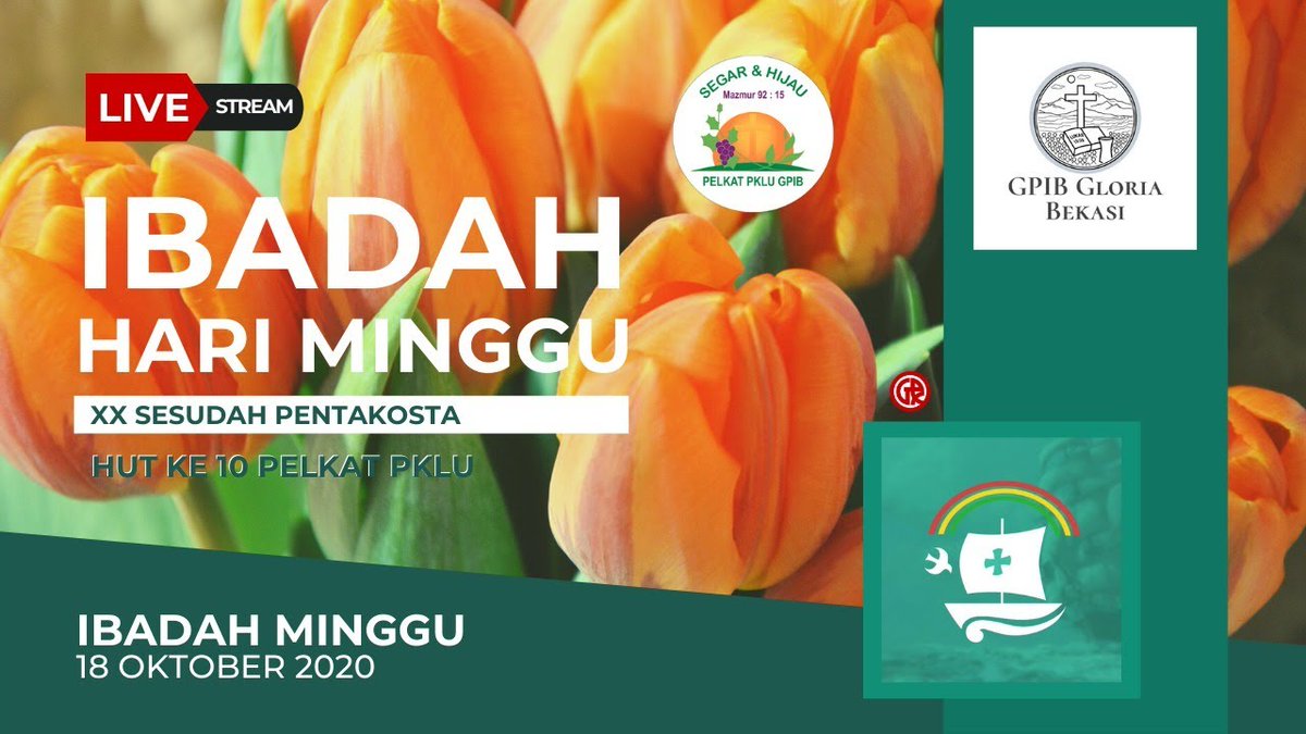 #LiveStreaming Ibadah Minggu 18 Oktober 2020 - Ibadah Hari Minggu XX Sesudah Pentakosta (Live dari Gedung Gereja Gloria mulai jam 09.00 WIB) youtu.be/f1DXiQKLfDQ #GPIBGloria