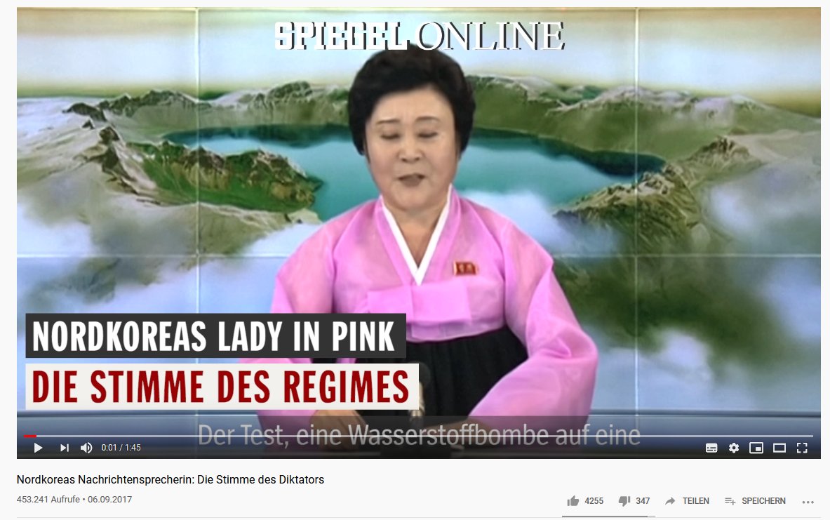Einmal nordkoreanische TV-Nachrichten schauen (und v.a. hören) - natürlich mit der Kult-Sprecherin Ri Chun Hee 