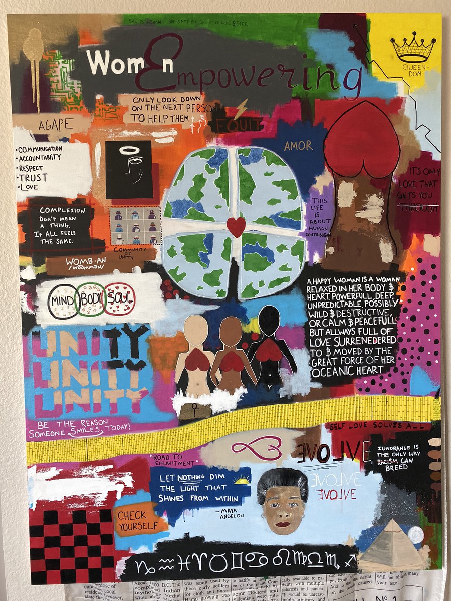 ‘Women Worship’
Acrylic, oil Pastel, &amp; spray paint on canvas
36” x 48”
(Commissioned)