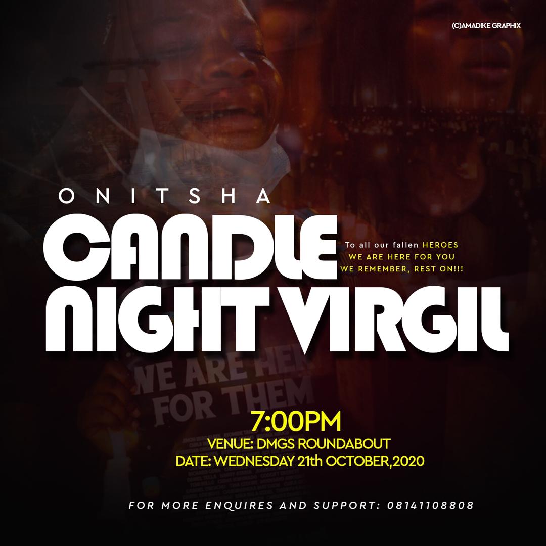 Munonyeyi's tweet photo. @ebelee_ #EndSARS #AwkaProtest #AllProtest Anambra Candle light Virgil happening simultaneously in Awka, Onitsha and Nnewi on Wednesday the 21st of October https://t.co/g5e7IuLuPP