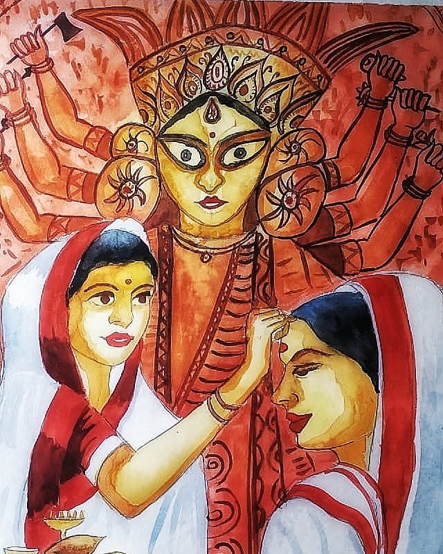 Today mark's the start of first day of navratri. Wish everyone a happy life. . Day 82 . . . #navratri #navratri2020 #navratrispecial #deviworship #goddess #goddessenergy #goddesses #devi #painting🎨 #watercolour #watercolor #painting #god #100daysofsketchingofficial