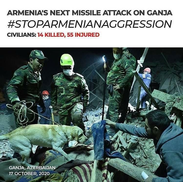 justxecce's tweet photo. Yesterday night Armenia targeted civil population of Ganja city second time! 13 people killed, around 50 got seriously injured. Why International Organizations still do not react to it? Why any sanctions are not imposed on this terrorist country?
#BİR2020
#GanjaCity https://t.co/oeJ2TYuNLs