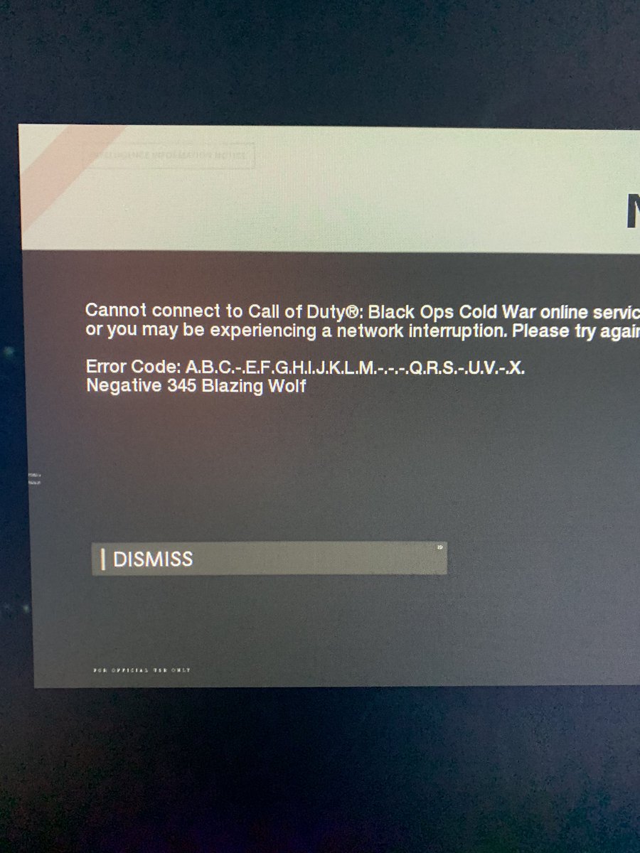 Pudding_Pot's tweet photo. @Treyarch game was working perfectly fine for the last two nights and now I’m getting this error, what’s up? https://t.co/3sVTdlOQ6c