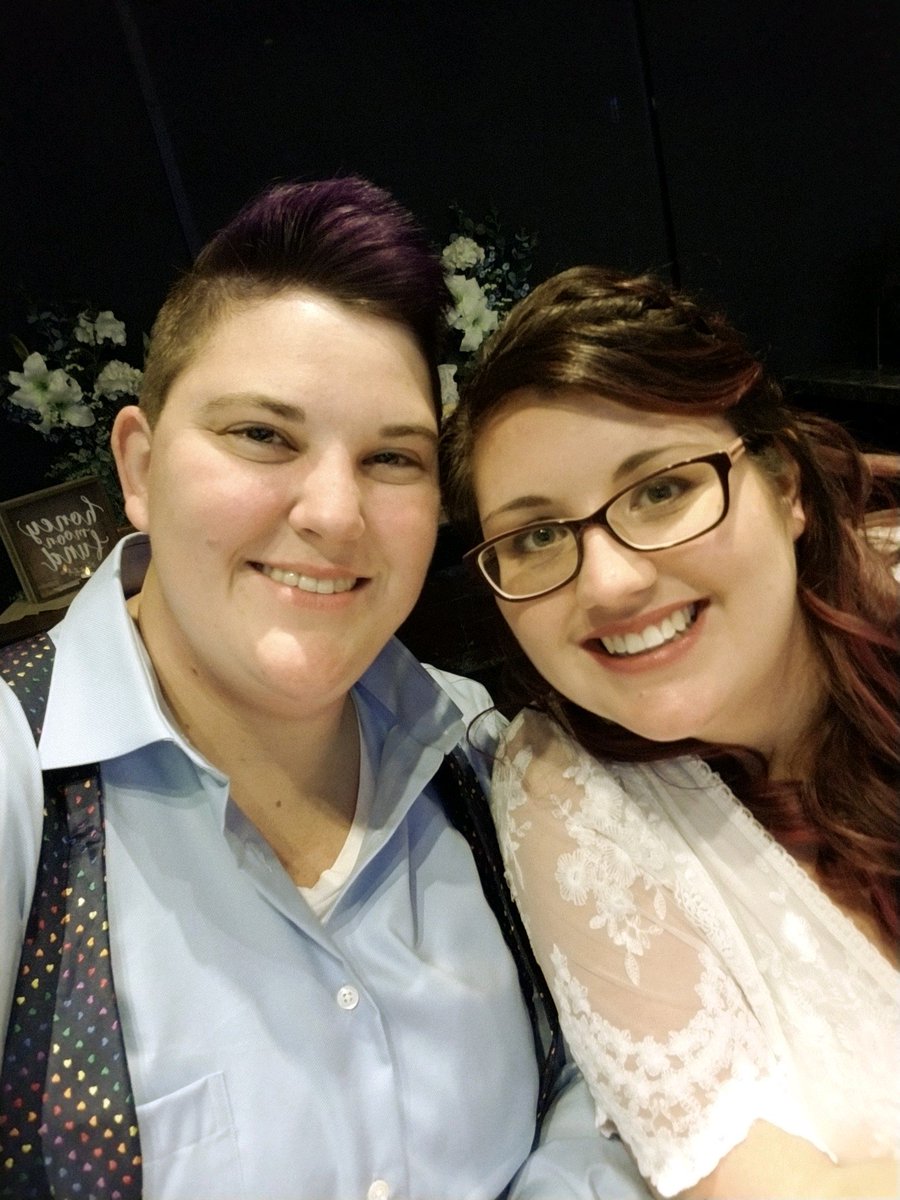 SaraMFox's tweet photo. I got to marry my beautiful girl! So excited to be her wife!! https://t.co/TC0myn3W78
