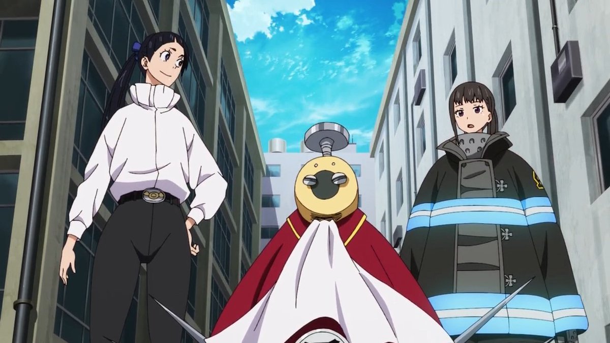 AnjoKeMo's tweet photo. Things have gotten crazy. Unlikely alliances have been formed. 😮😮😮

#fireforce #fireforces2 #fireforce_anime #enennoshoubutai #shinra #charon #maki #haumea #arrow #ritsu #anime https://t.co/763Euy6GAH