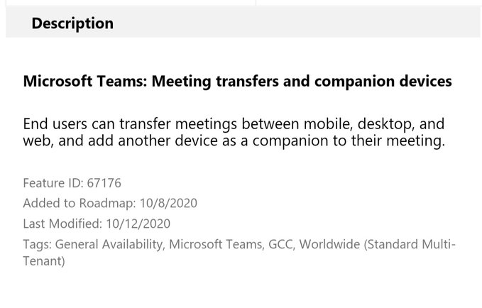 Microsoft soon to be rolling out a great new feature for the Teams Meeting experience. Transfer your meeting between devices. A lot of enthusiasm for this one!

#MicrosoftTeams #Microsoft365