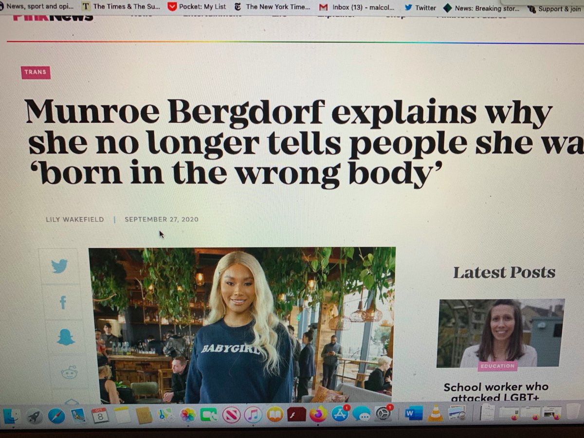 1./ Are children ever 'born in the wrong body'? A thread about schools, puberty blockers and children's brains. For years the idea of 'born in the wrong body' was a staple of trans activism. Now even Munroe Bergdorf has rushed to disown the phrase.