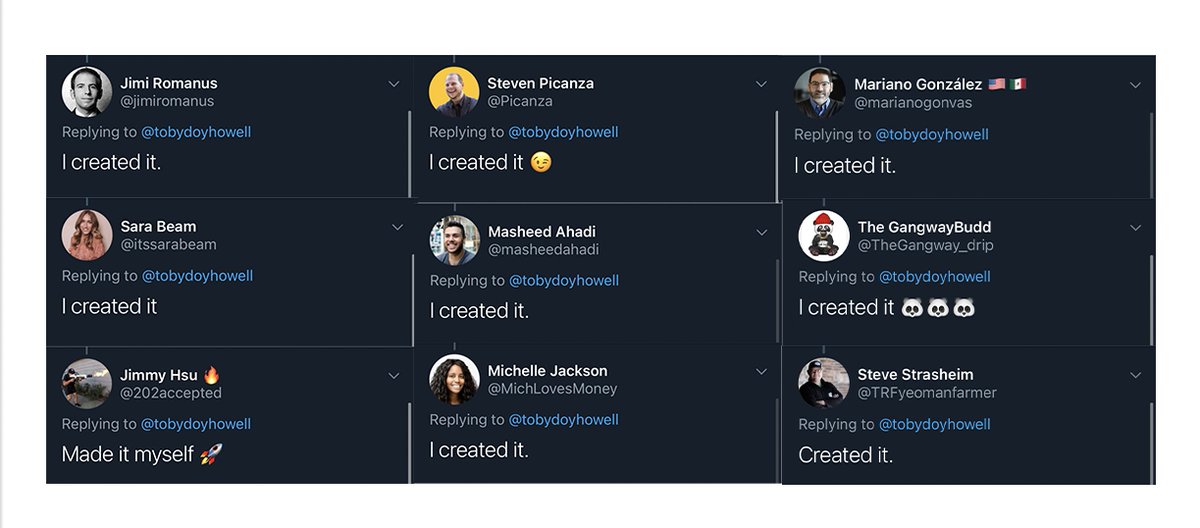 1. "I created it"this was BY FAR the most common response Key takeaway: don't like your job? create one you do