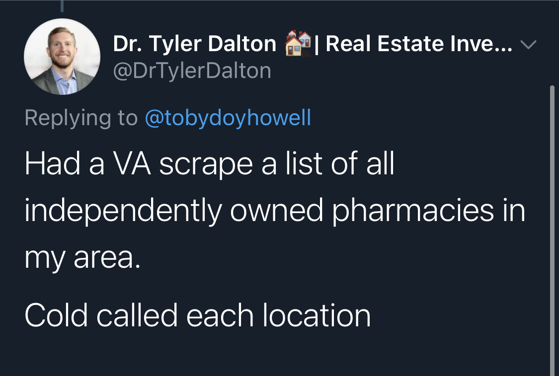 2. Spray and pray honestly didn't know the "scrape every company in a 10 mile radius" tactic was even a thingKey takeaway: if you cast out enough lines, you'll get bites