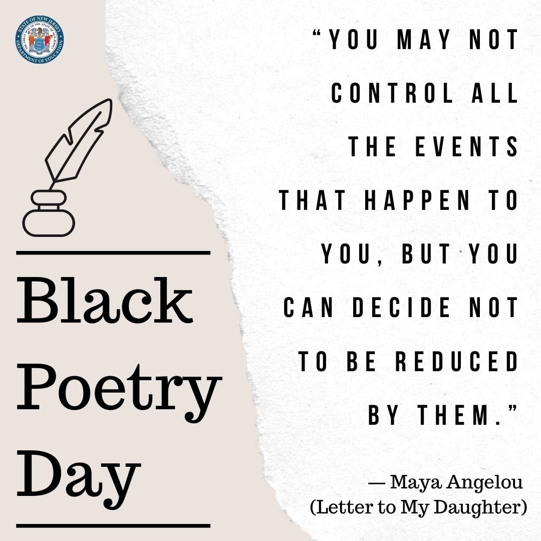 The NJDOE recognizes #BlackPoetryDay by highlighting the work of one of our state’s very own, Taalam Acey @taalamacey & encourages you to take a look at this “Special project by Young Black Poets” by the @nytimes 🤎🖤 Visit ➡️ nyti.ms/3nVdgGt 🖋