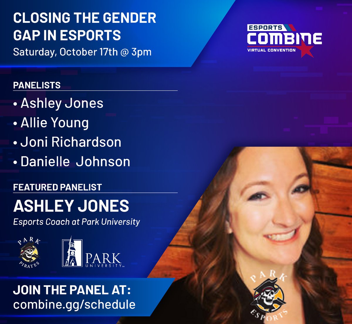 CombineEsports's tweet photo. We have another great session coming up at 3 PM with #EsportsCombine panelists, Ashley, Allie, Joni, and Danielle. Don't miss out as they chat about closing the gender gap in #esports. https://t.co/pVmVYsxp87 https://t.co/z0RS2dAj0N