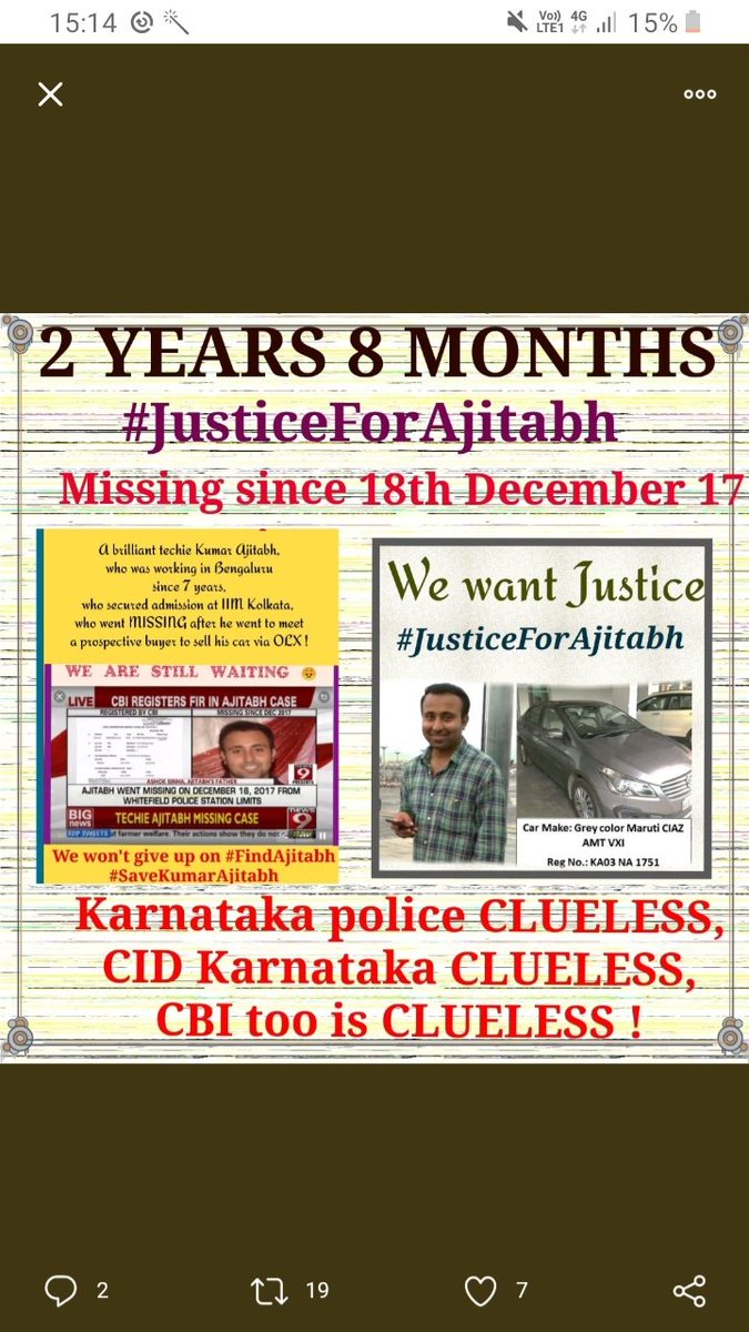 SsrJust4's tweet image. Dear @itsSSR n Mata Rani, 
This Navratri Please give some clue to #CBIFindAjitabh n @PragyaS18122017 reg her bro Ajitabh!

Please spread the word guys n pray for his return ASAP.

@TanuVarma10 @varunkapurz @shamvis2203 @vstand4justice @filmervishal @NRIsforSSR @ravikishann