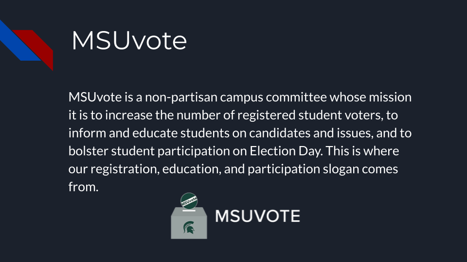 msu_scicomm's tweet photo. MSU Students -- @MSUvote is a great resource. Check out their website for voter information, student chat (https://t.co/PoRT5RdrTp), and more!
#Election2020 #MSUVotes #MichiganVotes #VotePlanReady https://t.co/dvvYwOeYSC