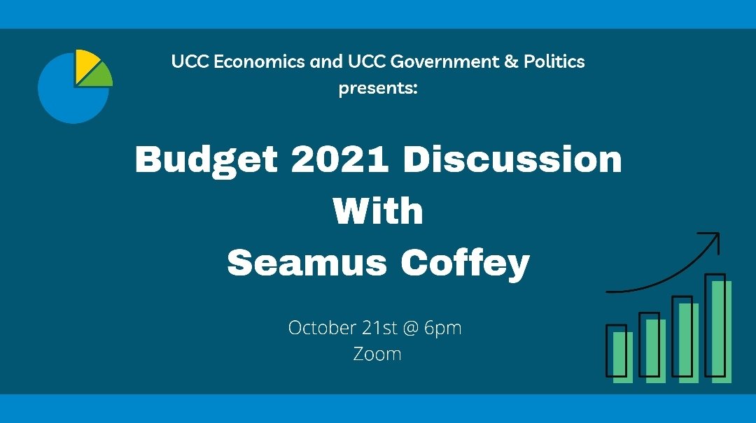 UCC Economics Society (@ucceconomics) on Twitter photo Our society is glad to be able to bring you our Annual Budget Discussion with <a href="/uccgovpol/">UCC Government & Politics Society</a> next Wednesday on the 21st of October at 6pm 📈
Presenting will be Economist and former Chair of the Irish Fiscal Advisory Council <a href="/seamuscoffey/">Seamus Coffey</a> Our society is glad to be able to bring you our Annual Budget Discussion with <a href="/uccgovpol/">UCC Government & Politics Society</a> next Wednesday on the 21st of October at 6pm 📈
Presenting will be Economist and former Chair of the Irish Fiscal Advisory Council <a href="/seamuscoffey/">Seamus Coffey</a>