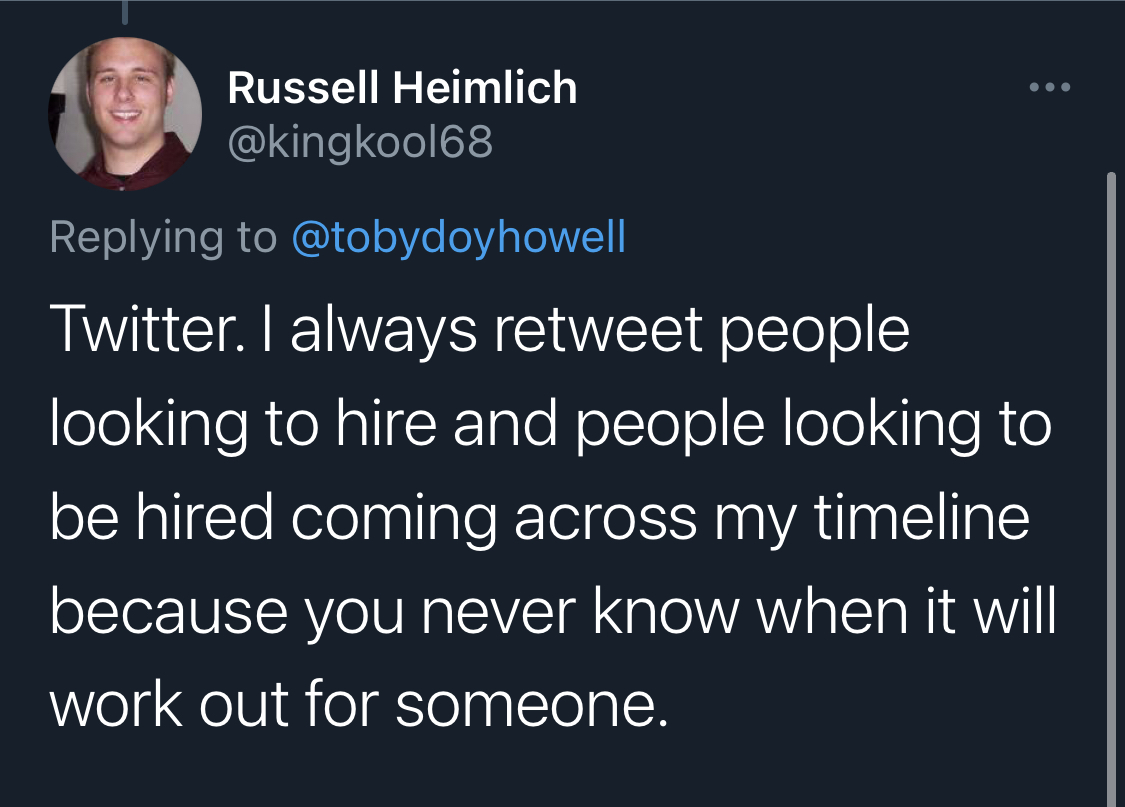 4. TwitterWas a little surprised that this wasn't more popularKey takeaway: sometimes it feels like everyone gets their job through Twitter, but given that most people who find job opportunities via twitter are very active on twitter, its probs a bit of an echo chamber