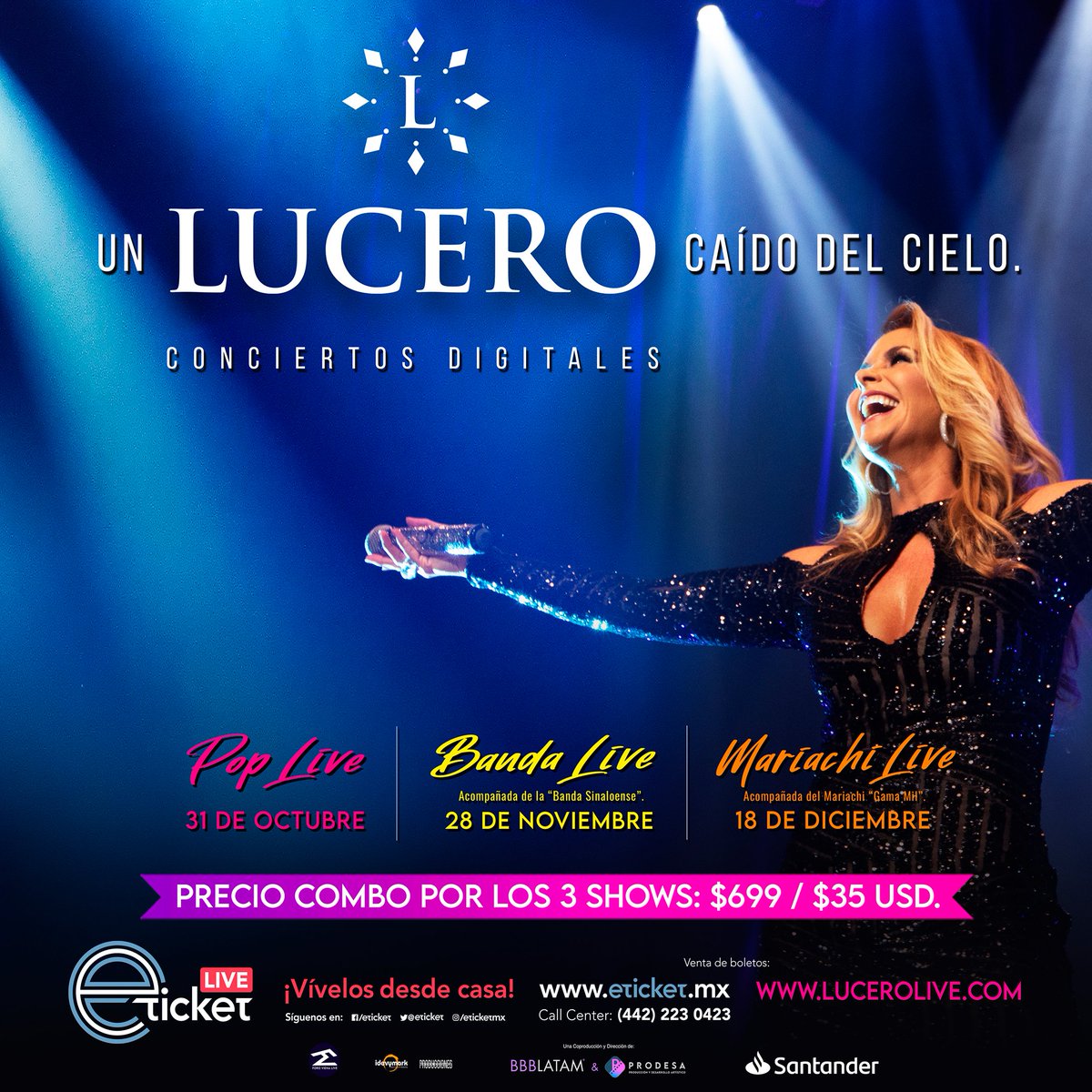 CUENTA REGRESIVA, #LUCERO EN 3 CONCIERTOS DIGITALES CON GRANDES SUPERPRODUCCIONES.
. 
Accesos a la venta en 🎟️:
. 
lucerolive.com y en eticket.mx 
.
<a href="/LuceroMexico/">Lucero</a>
. 
#Lucerinas  <a href="/idevymark/">Idevymark</a> <a href="/eticket/">ETICKET</a> <a href="/eticketCOL/">eticket Colombia</a> <a href="/eticketCR/">eticket Costa Rica</a> <a href="/ForoVienaMx/">Foro Viena</a> #BBBLATAM #PRODESA