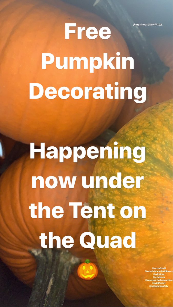 Student Engagement (@witleopard) on Twitter photo The sun is out and we’re painting and decorating pumpkins...if you’re on campus...take a break come on over :) #wentworthfamily2020 <a href="/wentworthinst/">Wentworth Institute of Technology</a> The sun is out and we’re painting and decorating pumpkins...if you’re on campus...take a break come on over :) #wentworthfamily2020 <a href="/wentworthinst/">Wentworth Institute of Technology</a>