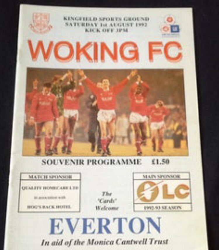 #119 Woking 1-4 EFC - Aug 1, 1992. A trip to Surrey for EFC as they took on non-leaguers Woking. The Blues had famously faced them in the FA Cup 18 months earlier. EFC ran out winners that day & did so again here, this time 4-1. Beardsley, Ebbrell, Ward & Warzycha scored for EFC.