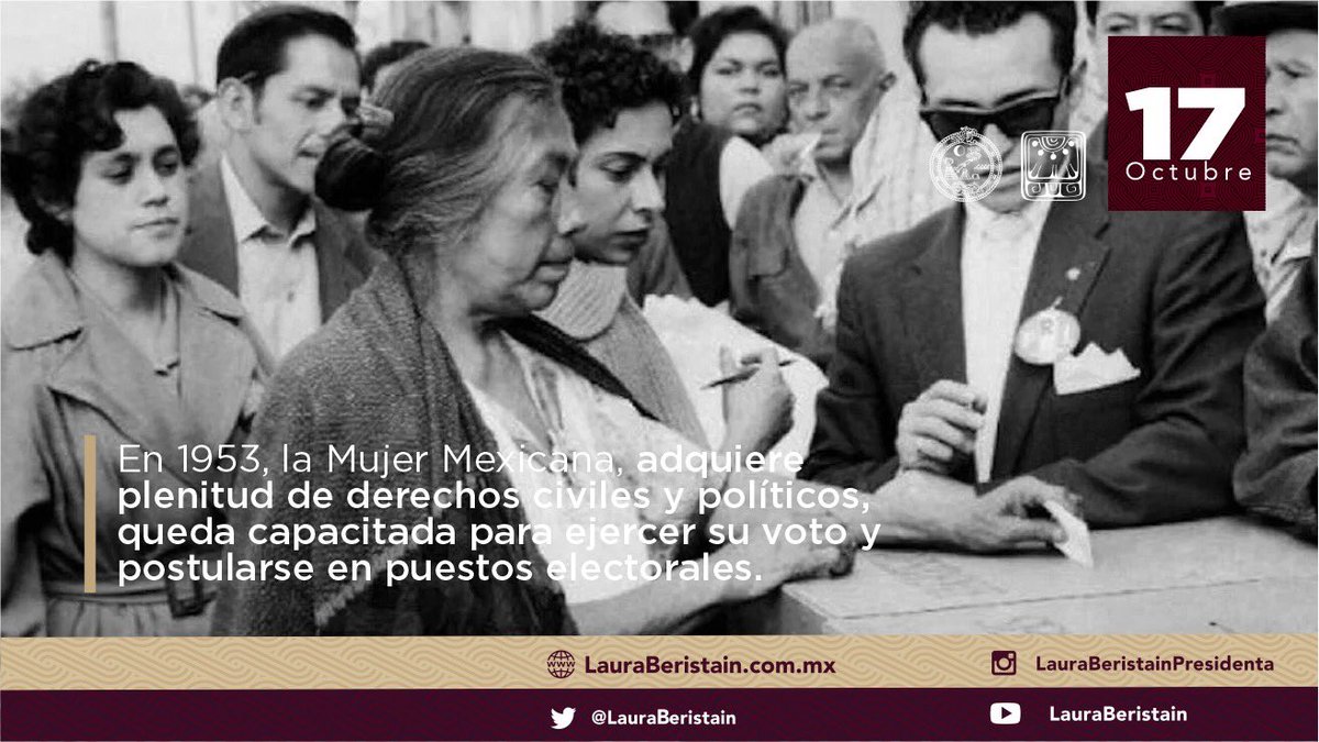 Hace 67 años la #MujerMexicana cristalizaba su derecho a votar y/o ser votada en los procesos políticos de nuestro país. Un logro alcanzado tras arduas luchas por la igualdad en #México. #Historia #Memoria.