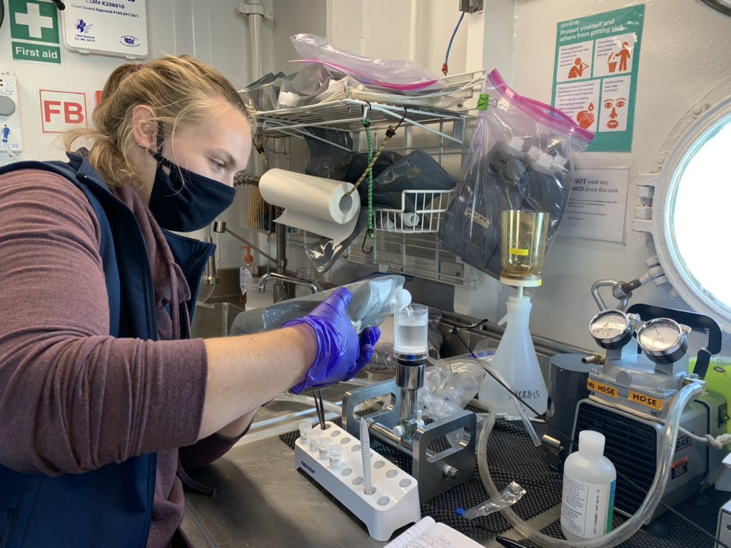 EVNautilus's tweet photo. Data logger Mary Deere, recent graduate @TempleUniv, processed water samples for ongoing eDNA studies to determine which species are found in seafloor and water column habitats. https://t.co/qcgoo7o7ZY