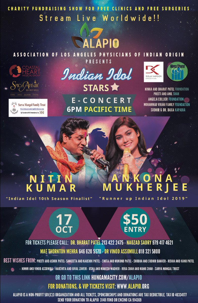 ALAPIO2's tweet image. Tonight! ALAPIO Indian Idols Charity E-concert!!! 6pm PST - mailchi.mp/2fd9ee3d1683/a…