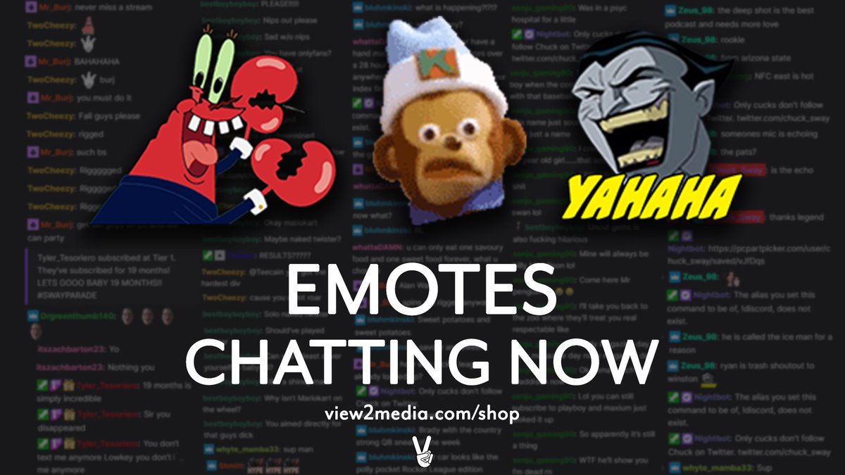 View2Media's tweet photo. Every affiliate needs their own custom emotes. Have us create them for you!

Whether you need 1,2 or 3 we'll make your emote vision a reality.

Shop now
https://t.co/zFed1dVRLX https://t.co/BzEEmULsq6