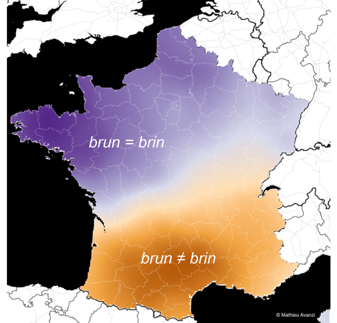 Cette distinction phonologique concerne la grande moitié sud de la France, autrement dit l’aire occitane mais aussi l’aire francoprovençale (et donc le français parlé en Suisse) ainsi que la Belgique (n’hésitez pas à compléter/corriger).Carte de  @MathieuAvanzi