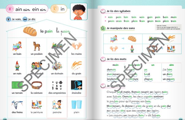 Autre exemple : un manuel d'apprentissage à la lecture, Pilotis (Hachette, éd. 2013). Dans le bandeau supérieur, à gauche, "un" figurait à côté de "ain" et "ein". Disparu dans l'édition 2019, mais les exemples "un", "chacun", "lundi" figurent toujours page de droite.