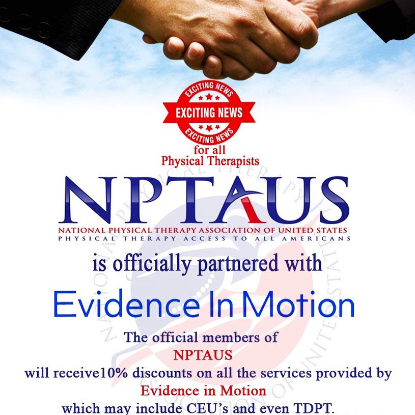 nptaus's tweet photo. 💥EXCITING NEWS💥
We feel honored to inform you all that NPTAUS has officially become a partner with EIM (Evidence in Motion). 
For more information: Click here https://t.co/Fcz3zhGfQG
For Queries: Email us at nptaus.info@gmail.com #PT4USA https://t.co/9hSMVUqDtu