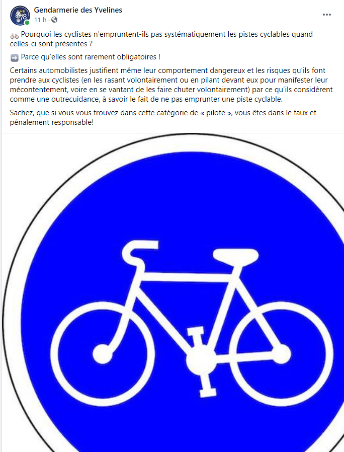 oschneider_fub's tweet photo. Merci @Gendarmerie_078 ! On voudrait lire davantage de tweets comme celui-là partout en France cc @GDarmanin @RoutePlusSure @LeTour @prefpolice13 @Prefet75_IDF @prefpolice @Prefet67 @Prefet29 @Prefet62 @prefetrhone https://t.co/jjUqpZR5DG