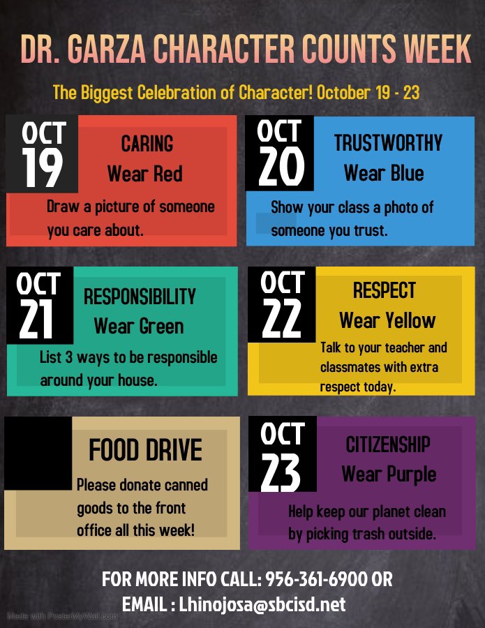 GarzaSTEAM's tweet photo. Show your support for Character Counts Week! We might be popping in on your teachers Google Meets to take a group photo 😊 Let’s all show kindness to those around us ♥️ https://t.co/oatnj2lQWS
