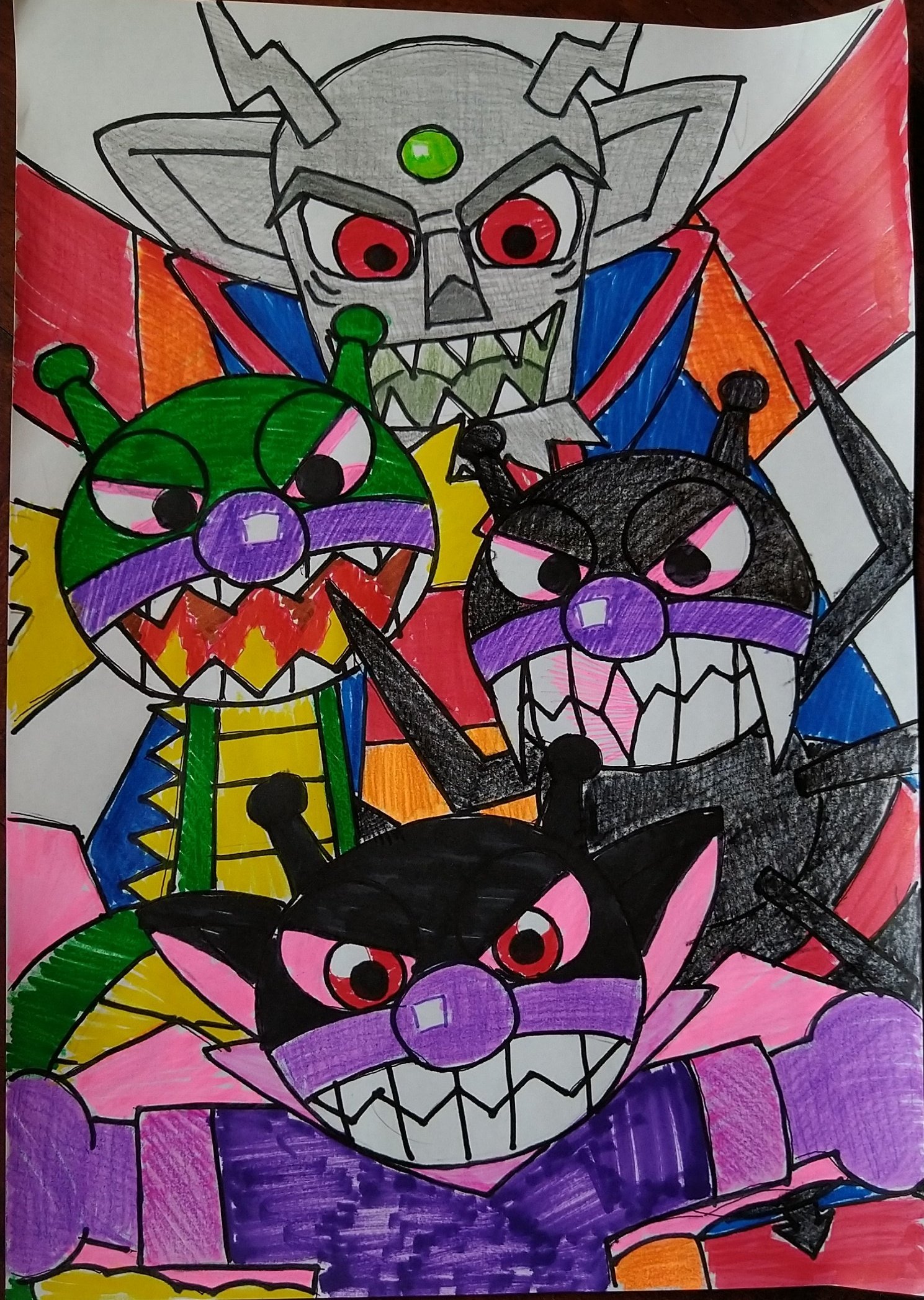 久住 不真面目なアカウント Auf Twitter アンパンマン版深夜のお絵かき60分一本勝負 今回のお題 巨大な敵キャラクター ばいきんまんの逆襲 より ばいきんまん大魔王 バイキンドラゴン バイキングモ メコイスの大魔王を 描きました どちらかといえば 巨大