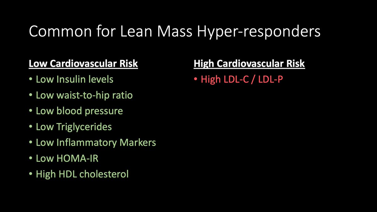 12/ And actually, this group tends to have some of the lowest cardiovascular risk markers overall, save the one of interest with LDL.It's worth pointing out that we don't know how much or little these risk factors interact as this is very uncharted territory