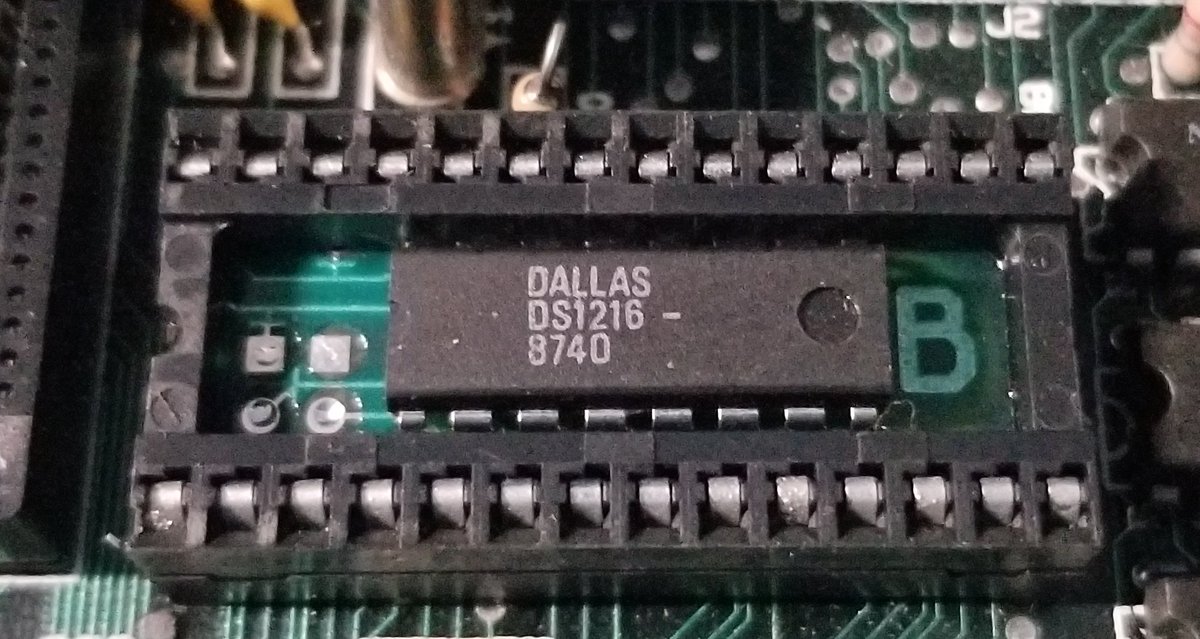  @tomfleet pointed out why the ram chip was so tall, and I double-checked to confirm it:That socket hides a chip! It's a DS1216 chip, which adds a battery and NVRAM controller which keeps the data on the chip active.So this is acting more like a tiny SSD.