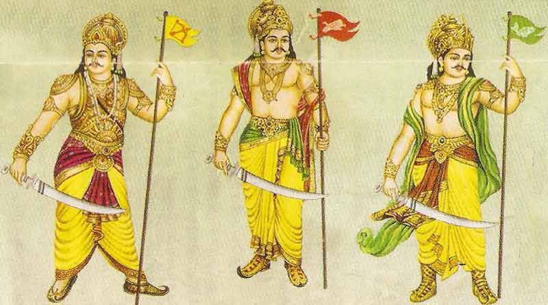 tamil people have a rich and proud history. the chera, chola and pandya, better known as moovendhar, were three kings with their own kingdoms ruling the tamil people. the earliest evidence of these kingdoms is from 300 BCE, and they existed for centuries.