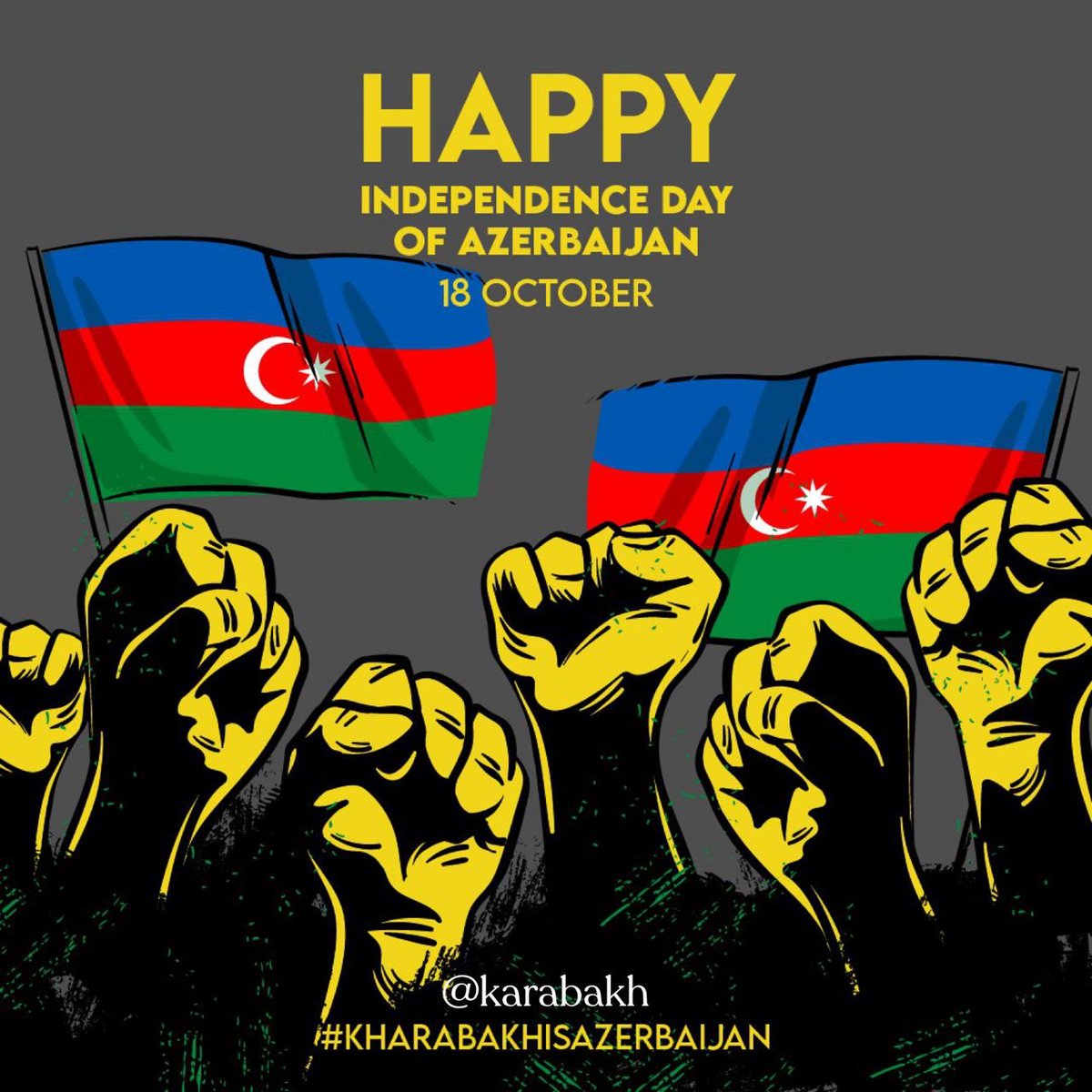 18 oktyabr Azərbaycan xalqının tarixinə şərəf, qürur və iftixar hissilə yazılmış müqəddəs bir gündür. Həmin gün Azərbaycan xalqı XX əsrdə ikinci dəfə öz dövlətçiliyinin varlığını bəşəriyyətə bəyan etdi. #azerbaijan #IndependenceDay  #KarabakhisAzerbaijan  #StopArmenianOccupation